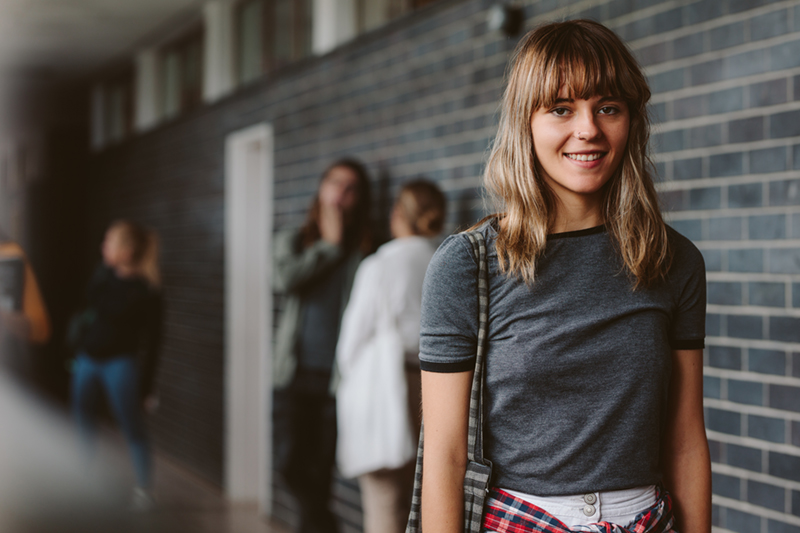 Female student in university campus